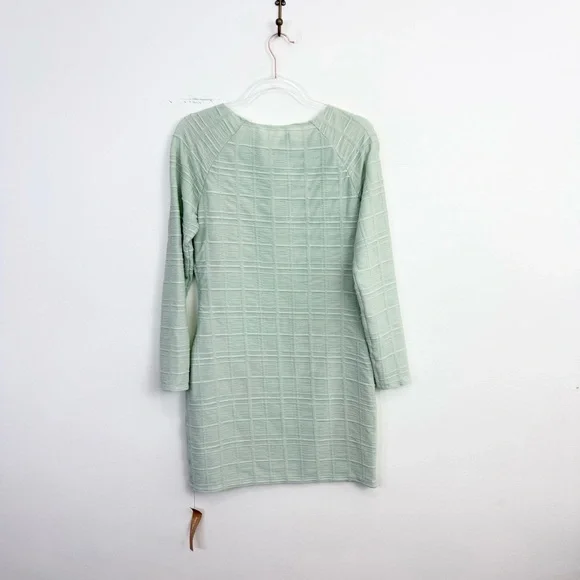 Reformation Dee Dress Mint Green Textured Mini Long Sleeve NWT Size L - Picture 4 of 4